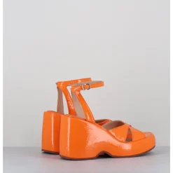 Clearance GARRICE LAB Sandales compensées 90s en cuir vernis - MAZE2 CINDY ALBICOCCA ORANGE