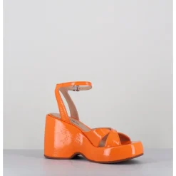Clearance GARRICE LAB Sandales compensées 90s en cuir vernis - MAZE2 CINDY ALBICOCCA ORANGE