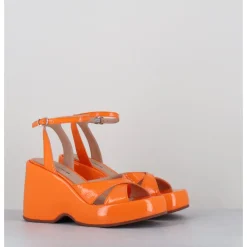 Clearance GARRICE LAB Sandales compensées 90s en cuir vernis - MAZE2 CINDY ALBICOCCA ORANGE