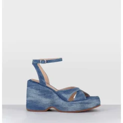 Discount GARRICE LAB Sandales compensées 90s en jean bleu - MAZE1 LAVATO JEANS