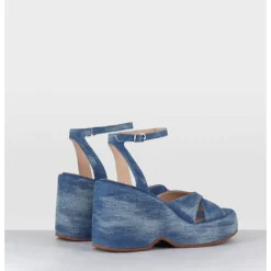 Discount GARRICE LAB Sandales compensées 90s en jean bleu - MAZE1 LAVATO JEANS