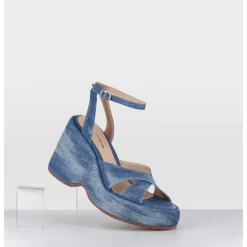 Discount GARRICE LAB Sandales compensées 90s en jean bleu - MAZE1 LAVATO JEANS