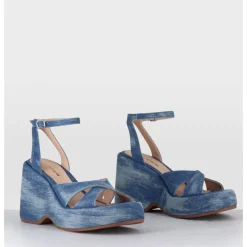 Discount GARRICE LAB Sandales compensées 90s en jean bleu - MAZE1 LAVATO JEANS