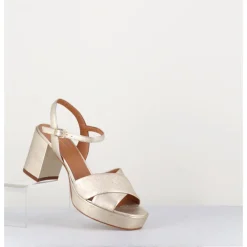 Discount GARRICE LAB Sandales en cuir souple métallisé champagne - JULIA23 PLATINO DORE