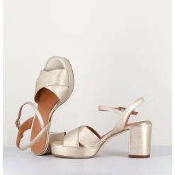 Discount GARRICE LAB Sandales en cuir souple métallisé champagne - JULIA23 PLATINO DORE