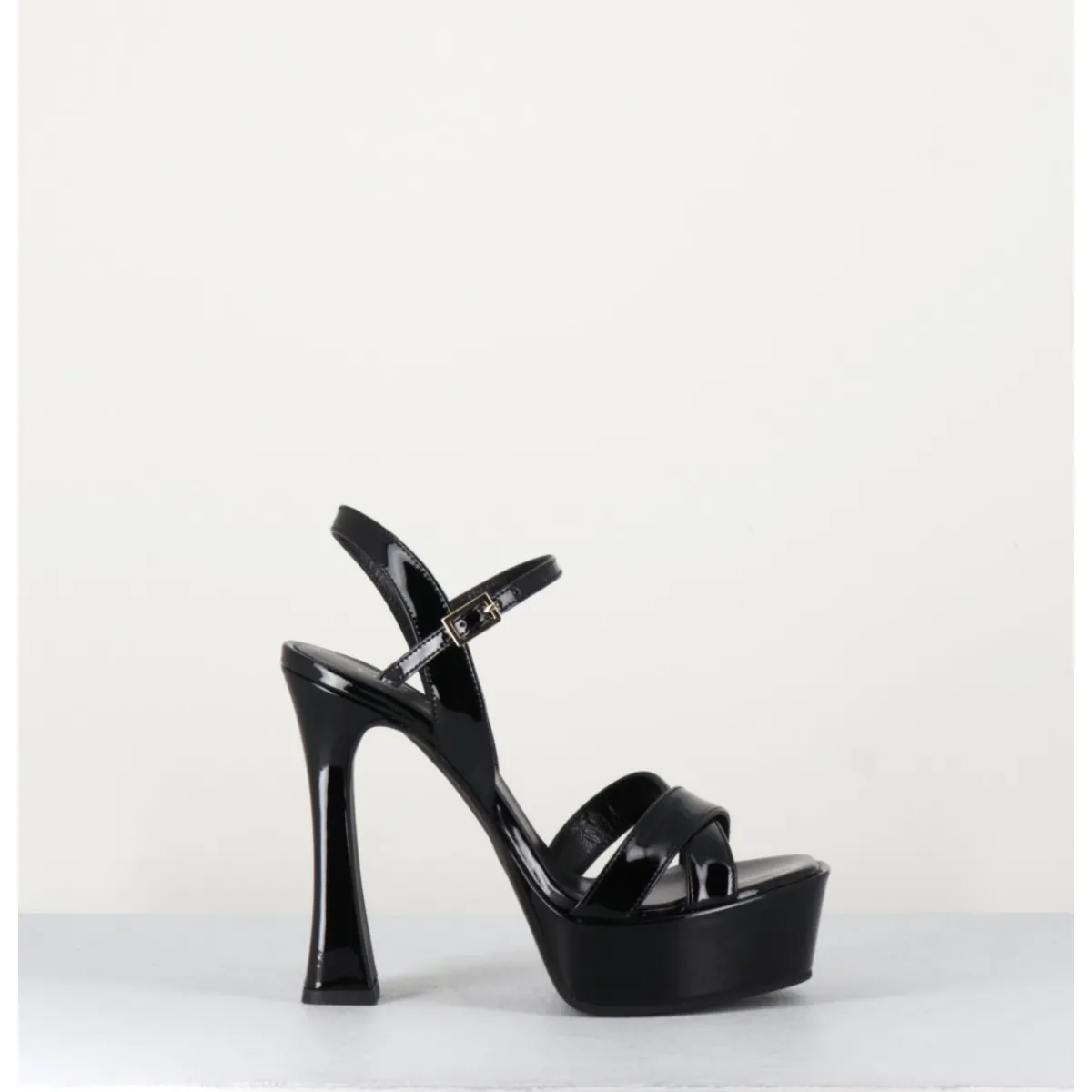 New GARRICE LAB Sandales en cuir vernis à talon haut - MIRA NERO NOIR