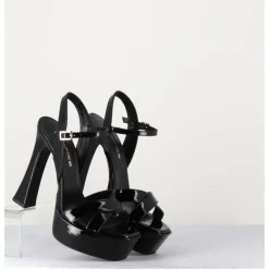 New GARRICE LAB Sandales en cuir vernis à talon haut - MIRA NERO NOIR