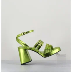 Hot GARRICE LAB Sandales multi-brides à plateforme cuir métallisé - MINATE LAMINATO ACID VERT