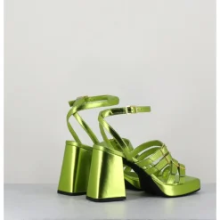Hot GARRICE LAB Sandales multi-brides à plateforme cuir métallisé - MINATE LAMINATO ACID VERT