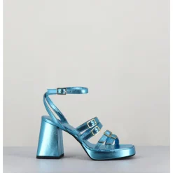 Sale GARRICE LAB Sandales multi-brides à plateforme cuir métallisé - MINATE LAMINATO CELESTE BLEU