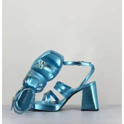 Sale GARRICE LAB Sandales multi-brides à plateforme cuir métallisé - MINATE LAMINATO CELESTE BLEU