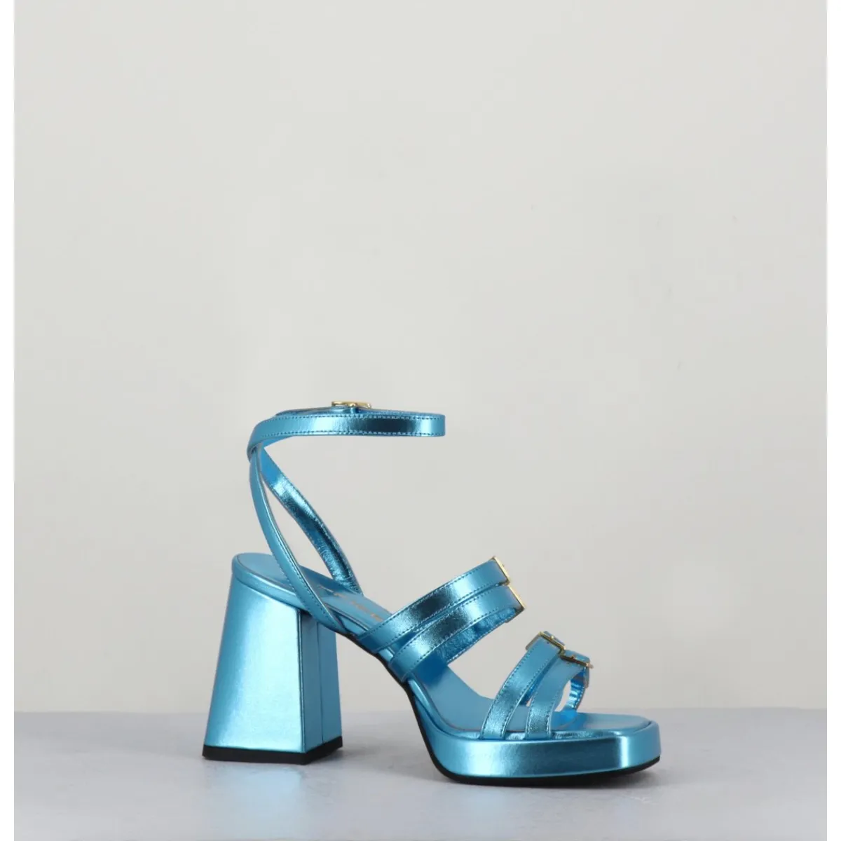 Sale GARRICE LAB Sandales multi-brides à plateforme cuir métallisé - MINATE LAMINATO CELESTE BLEU