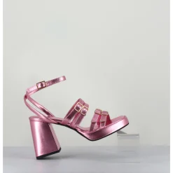 GARRICE LAB Sandales multi-brides à plateforme cuir métallisé - MINATE LAMINATO NINFEA ROSE