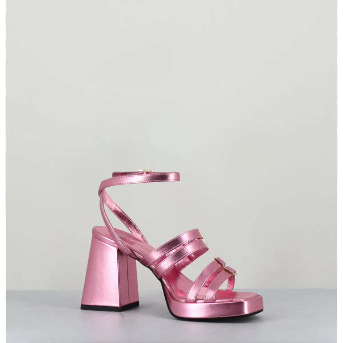 GARRICE LAB Sandales multi-brides à plateforme cuir métallisé - MINATE LAMINATO NINFEA ROSE