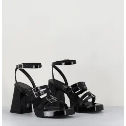 Best GARRICE LAB Sandales multi-brides à plateforme en cuir vernis - MINATE VERNICE NERO NOIR