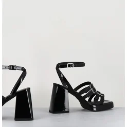 Best GARRICE LAB Sandales multi-brides à plateforme en cuir vernis - MINATE VERNICE NERO NOIR