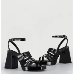Best GARRICE LAB Sandales multi-brides à plateforme en cuir vernis - MINATE VERNICE NERO NOIR