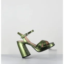 Clearance GARRICE LAB Sandales talon haut à plateforme en cuir craquelé - SUMA1 CRAK MENTA VERT