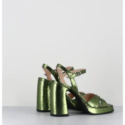 Clearance GARRICE LAB Sandales talon haut à plateforme en cuir craquelé - SUMA1 CRAK MENTA VERT