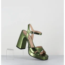 Clearance GARRICE LAB Sandales talon haut à plateforme en cuir craquelé - SUMA1 CRAK MENTA VERT