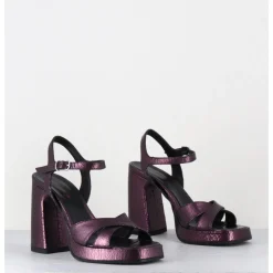 Hot GARRICE LAB Sandales talon haut à plateforme en cuir craquelé prune - SUMA2 CRAK PRUGNA VIOLET