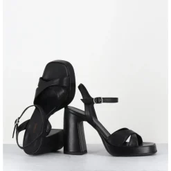 Best GARRICE LAB Sandales talon haut à plateforme en cuir - SUMA3 FULAR NERO NOIR