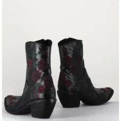 Sale FAUZIAN JEUNESSE Santiags cuir broderies fleurs - 3843 IGNIS NERO NOIR