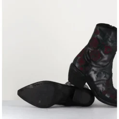 Sale FAUZIAN JEUNESSE Santiags cuir broderies fleurs - 3843 IGNIS NERO NOIR