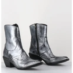 FAUZIAN JEUNESSE Santiags en cuir métallisé brossé - 3857 SUPER O ARGENT