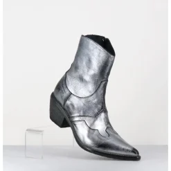 FAUZIAN JEUNESSE Santiags en cuir métallisé brossé - 3857 SUPER O ARGENT