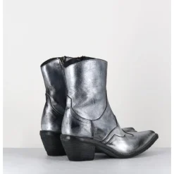 FAUZIAN JEUNESSE Santiags en cuir métallisé brossé - 3857 SUPER O ARGENT