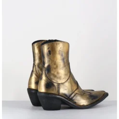 Best FAUZIAN JEUNESSE Santiags en cuir métallisé doré - 3857 SUPER ORO DORE