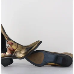 Best FAUZIAN JEUNESSE Santiags en cuir métallisé doré - 3857 SUPER ORO DORE