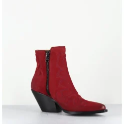 Clearance JO GHOST Santiags en daim s surpiqures traditionnelles - 4916 KATHY RED ROUGE