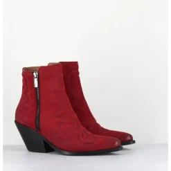 Clearance JO GHOST Santiags en daim s surpiqures traditionnelles - 4916 KATHY RED ROUGE