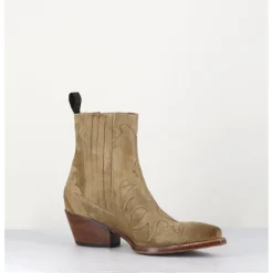 Hot SARTORE Santiags flammes en daim taupe - SR3651 FANGO CAMEL