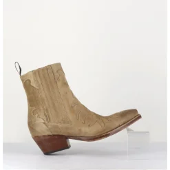 Hot SARTORE Santiags flammes en daim taupe - SR3651 FANGO CAMEL