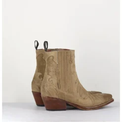 Hot SARTORE Santiags flammes en daim taupe - SR3651 FANGO CAMEL