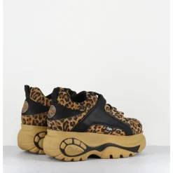 New BUFFALO LONDON Sneakers cuir imprimé léopard à plateforme Buffalo Original - 1339 LEO BEIGE LEOPARD