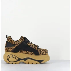New BUFFALO LONDON Sneakers cuir imprimé léopard à plateforme Buffalo Original - 1339 LEO BEIGE LEOPARD