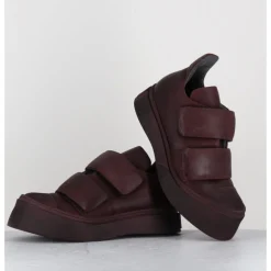 New LOFINA Sneakers double scratch en cuir x usé -4181 GAS MELANZANA BORDEAU