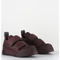 New LOFINA Sneakers double scratch en cuir x usé -4181 GAS MELANZANA BORDEAU