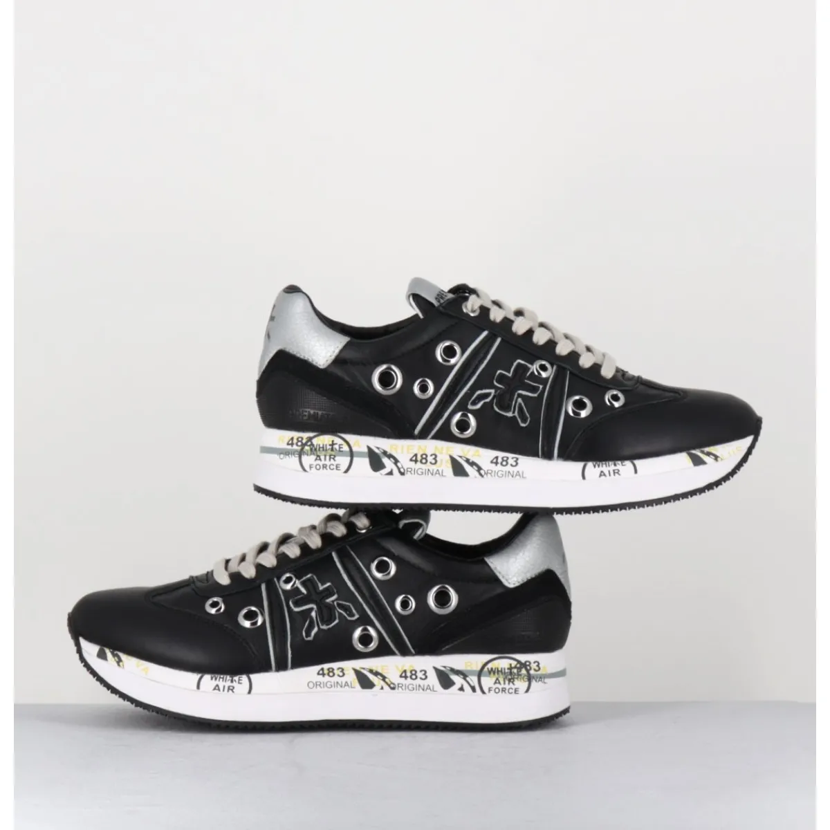 Online PREMIATA Sneakers double semelle cuir & rivets - CONNY 6553 NOIR