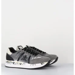 Discount PREMIATA Sneakers double semelle en daim & toile gris - CONNY 1493 ANTHRACITE