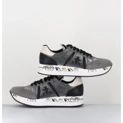 Discount PREMIATA Sneakers double semelle en daim & toile gris - CONNY 1493 ANTHRACITE
