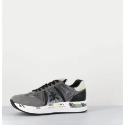Discount PREMIATA Sneakers double semelle en daim & toile gris - CONNY 1493 ANTHRACITE