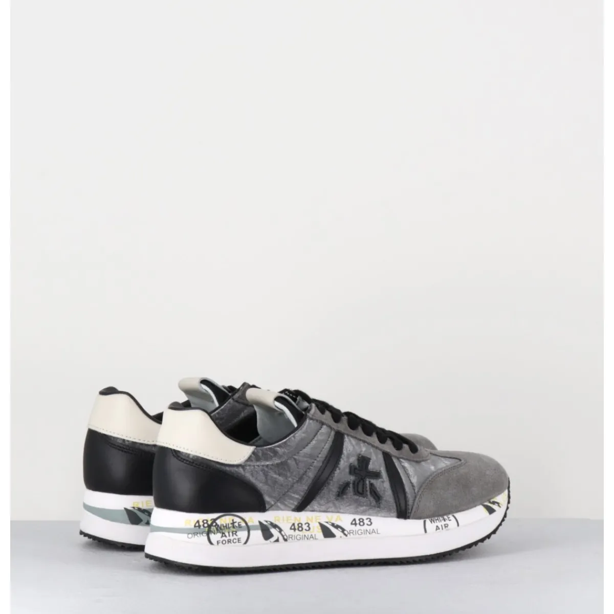 Discount PREMIATA Sneakers double semelle en daim & toile gris - CONNY 1493 ANTHRACITE