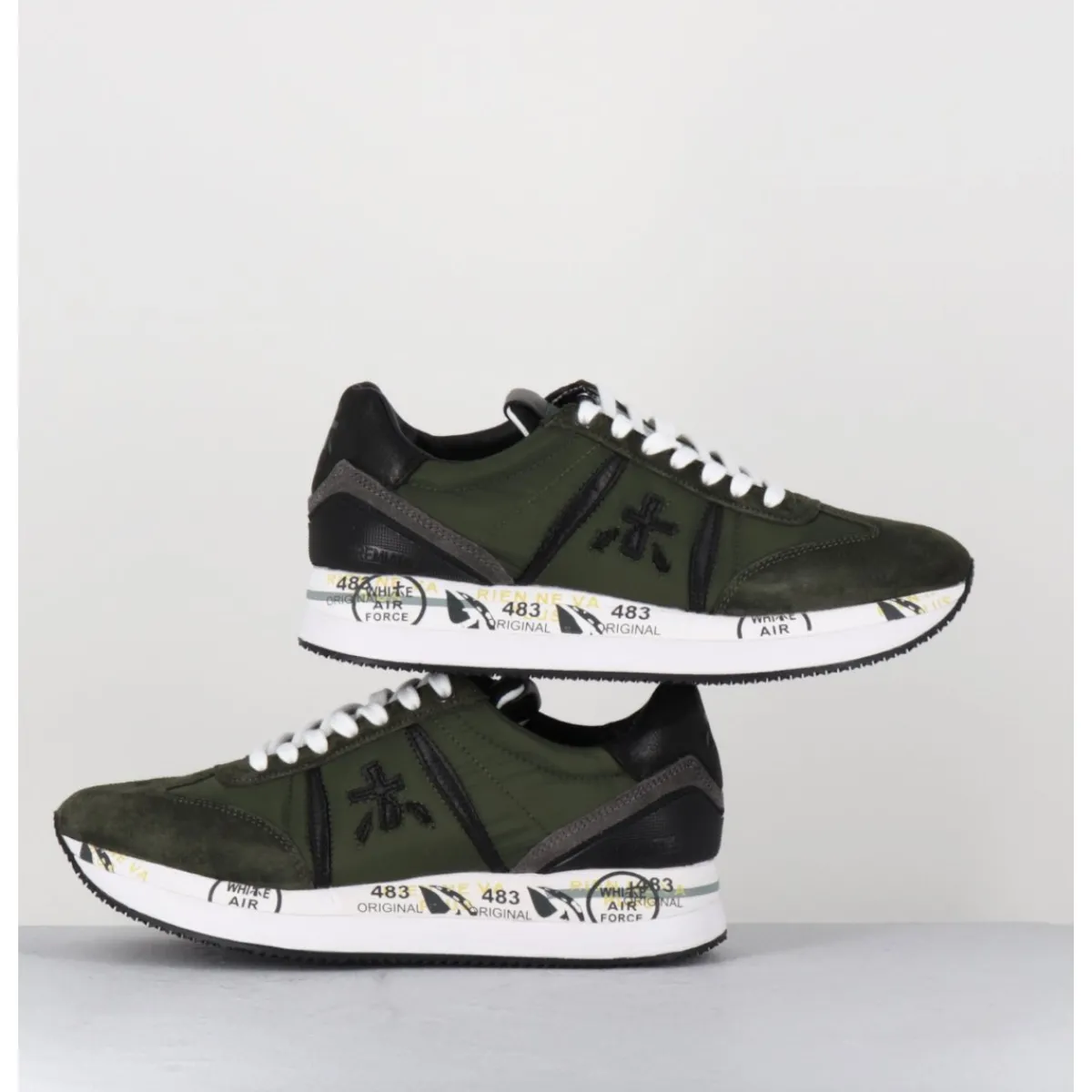 Discount PREMIATA Sneakers double semelle toile khaki - CONNY 6495