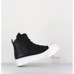 Best LOFINA Sneakers en cuir huilé & semelle blanc déstructurée - 3543 GAS NERO NOIR