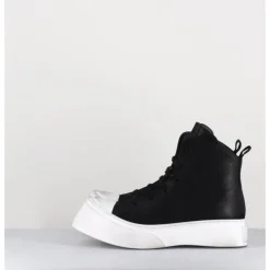 Best LOFINA Sneakers en cuir huilé & semelle blanc déstructurée - 3543 GAS NERO NOIR